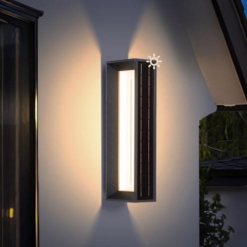MVBT 20.5" Solar Wall Lights Outdoor Waterproof, 1 Pack Solar Wall Sconces Lights Outdoor, 3000K LED Modern Porch Light, Front Door Light Fixture Dusk to Dawn, Large Exterior Garage Light for House - Image 1