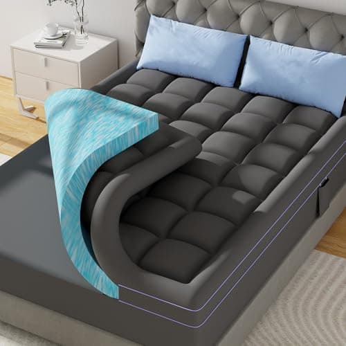 ABENE 3 Inch Dual Layer Memory Foam Mattress Topper California King, 2 Inch Memory Foam Plus 1 Inch Down Alternative Pillowtop Mattress Pad, with Bedside Pocket, Support for Back Pain (Gray) - Image 1