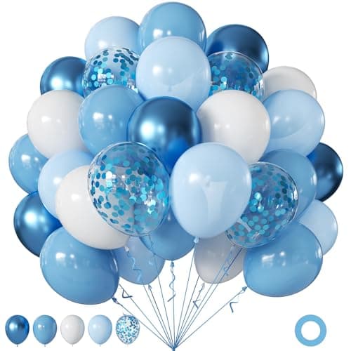 NUTTYBASH Blue and White Balloons for Baby Shower Bridal Shower Decorations