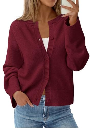KIRUNDO Cardigan Sweaters for Women Fall Trendy Long Sleeve Chunky Knit Button Up Oversized Winter Jacket Casual Outwear(Burgundy, XX-Large) - Image 1