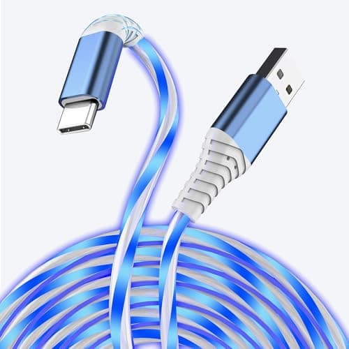 ComfyBay 3.3FT USB C Charging Cable, Flowing Light Up Charger Cord, Compatible with Samsung Galaxy, iPhone 16/15, iPad, and More (Blue) - Image 1