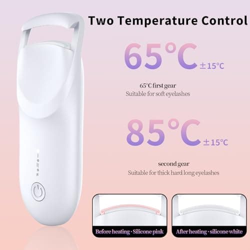 Heated Eyelash Curler with LED Display, Rechargeable Lash Curler with Adjustable Temperature, Auto-Off, Natural & Long-Lasting Curl - Thumbnail 2