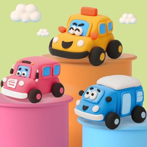 Air Dry Clay Kit for Kids - Pull Back Car Making, 3 Boxes Modeling Clay with Sculpting Tools, Base, Backing Board, Tutorial, Ultra Light & Soft, Non-Toxic & Safe, Creative DIY Arts and Crafts Toys - Thumbnail 4