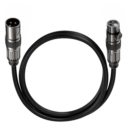 Caiord XLR Microphone Cables, 1 Pack 3 Feet Oxygen-Free Copper 3-Pin Male to Female Microphone Cable for Speaker, PA System, Podcast Audio Mixer, Studio Monitors, Audio Recording and More