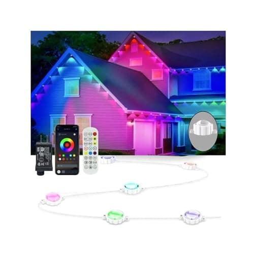 Honche Permanent Outdoor Lights Eaves Light House Light Outdoor Permanent Lights for Holiday,Party, Daily,Multicolor (mulito Color, 54ft with 36 Lights) - Image 1