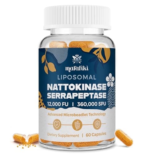 Marafiki Liposomal Nattokinase Supplement 12,000 FU with Serrapeptase 360,000 SPU, Multi Enzyme Complex with Vitamins, Minerals & Inulin for Circulation & Flow - 60 Veggie Capsules