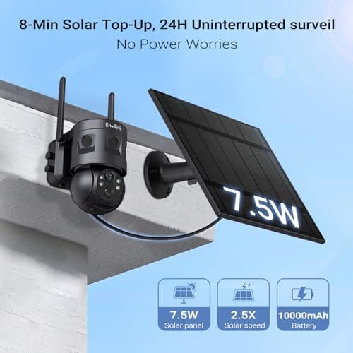 Envilink Solar Security Cameras Wireless Outdoor, 4G LTE Cellular, 2K Color Night Vision, 360°View with 3 PIR Sensors,3X Wider Motion Detection Range, 10000mah Battery, 2-Way Audio, No WiFi Needed - Thumbnail 4