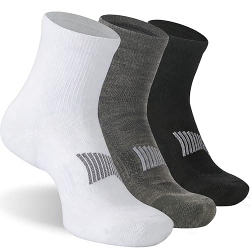 RTZAT 3 Pairs Men's Women's 90% Merino Wool Ankle Athletic Business Casual Running Moisture Wicking Arch Support Everyday Thin Wool Socks, Black Whlte Green, X-Large - Image 1