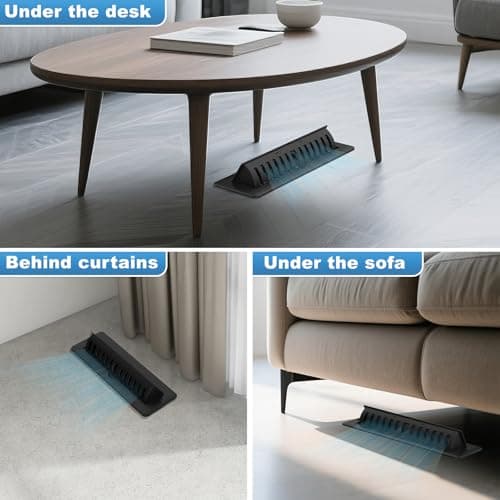 2x10 Floor Register with Vent Deflector, 2 in 1 Adjustable Floor Vent Covers, Floor Vent Deflector Includes Mounting Screws for Floor & Wall for Easy Install, Toe Kick Vent Cover, Black, 2 Pack - Thumbnail 2