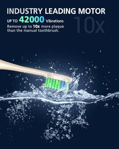 BAOVERI Electric Toothbrush for Adults&Kids, 42000 VPM Rechargeable Sonic Toothbrushe with 8 Brush Heads, 5 Modes & 3 Intensity Levels, IPX7 Waterproof, 2-Min Smart Timer, 4 H Fast Charge for 60 Days - Thumbnail 5