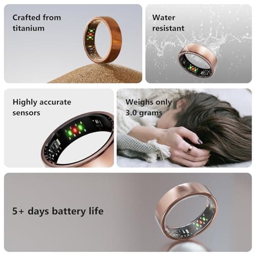 Vic Ring, Ultra-Light Titanium Smart Ring, 7-Day Battery Life, Fitness/Sleep/Stress Tracker for Women & Men, No APP Subscription Fees, IP68 Waterproof, iOS & Android Compatible (Rose Gold, 9) - Thumbnail 6