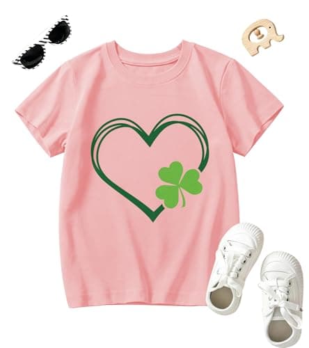 St Patrick Day Shirt Kid-Irish Girl St Patty Short Sleeve Toddler Boy Heart Shamrock Tee Tops - Image 1