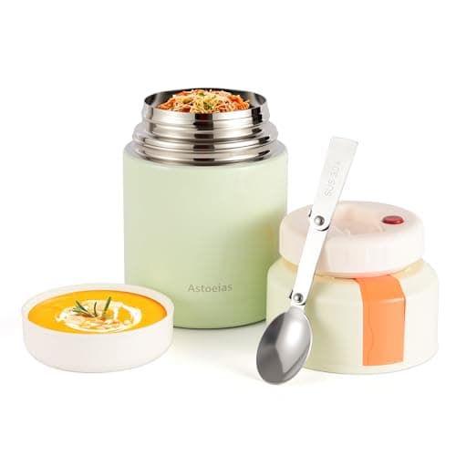 Insulated Thermo Soup Jar for Kids & Adults, 27 oz Stainless Steel Thermal Food Container with Spoon, Triple Layer Insulation (Green)