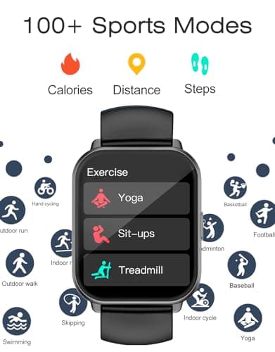Smart Watches for Women Men (Answer/Make Calls, 3 Bands), 1.85" Fitness Tracker Watch for iPhone/Android Phones with Heart Rate Monitor Sleep/Steps Tracker 100+ Sports Pedometer Waterproof (Black) - Thumbnail 4