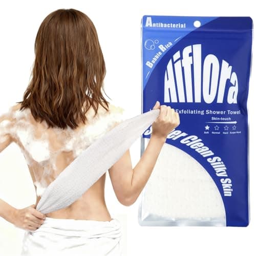 Hiflora 3D Wave Weave Japanese Exfoliating Washcloth, Long Exfoliating Back Scrubber for Shower, Gentle Body Scrub Towel, Korean Style, Cloud (Soft) - Image 1