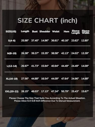 ATHMILE Womens Long Sleeve Shirts Pleated Crew Neck Casual Fall Fashion Ladie Tops Loose Fit Spring Clothes Beach Vacation Blue - Thumbnail 6