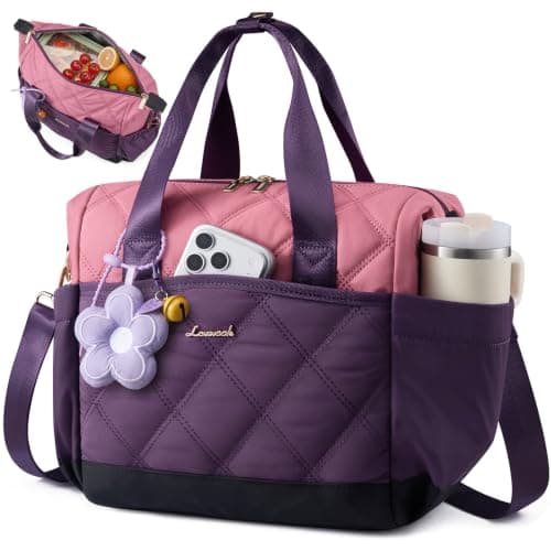 LOVEVOOK Insulated Lunch Bag Women, Adult Lunch Box for Women Work, Large Leakproof Cooler lunch Bags for Picnic Beach Family College, Lunch Teacher Tote Bag with Adjustable Shoulder Strap Cup Holder