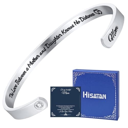 Hisatan Graduation Teacher Appreciation Mother Gifts for Women, Inspirational Mom Bracelet Gifts Silver Cuff Bangle Womens Bracelet, Stainless Steel Zirconia Jewelry Class of 2026 for Her - Image 1