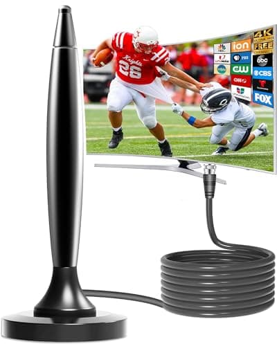 TV Antenna for Smart TV Indoor/Outdoor,Portable ATSC Freeview HDTV Antenna Long Range Reception for Local Channels 4K 8k 1080P, Easy Installation with Strong Magnetic Base All Tvs,14.5ft Coax Cable - Image 1