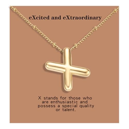 BOLAGTIER Bubble Letter Necklace Gold Plated Balloon Initial Chunky Bubble Alphabet Pendant Necklace Trendy Jewelry Gift for Women (X, Gold) - Image 1