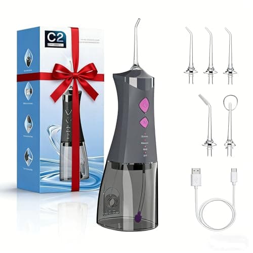 Water Dental Flosser Cordless for Teeth, 350ML Water Dental Flosser Teeth Pick 4 Modes Portable Oral Irrigator with 4 Jet Tips Rechargeable Flossers Oral Irrigator IPX7 Waterproof for Home Travel - Image 1