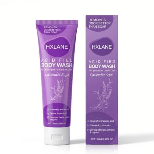 HXLANE Acidified Body Wash， 24H Body Odor Control Better than Soap， pH Balanced Gentle Creamy Formula，Moisturizing Lavender Sage Body Wash Gel，Travel Size - Image 1
