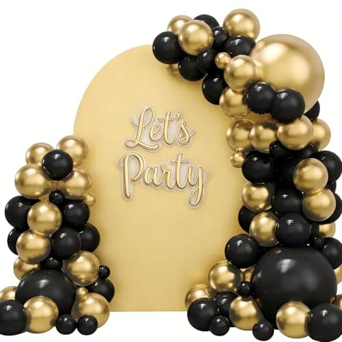155pcs Black Gold Balloon Garland Arch Kit, Black and Gold Latex Balloons for Graduation Birthday Party Decorations - Image 1