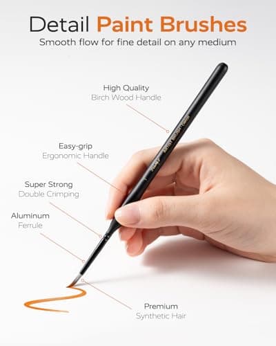 JusArt 24-Piece Detail Paint Brush Set, Miniature Paint Brushes for Models, Acrylic Oil Watercolor, Professional Fine Detail Brushes for Adults & Miniature Painters - Thumbnail 2