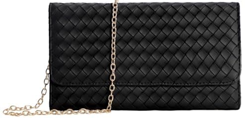 U+U Crossbody Bags for Women, Small Leather Bag with Removable Chain, Card Slots & Phone Pocket - Lightweight Purse Wallet (Black) - Image 1