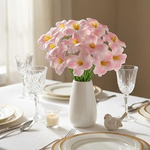 Florielle 12pcs 16" Fully Bloomed Tulip Artificial Flowers Bouquet Fake Faux Flowers for Spring Summer Home Table Centerpieces Decor Party Wedding Mother's Day Easter Gifts Decorations (Pink) - Thumbnail 3