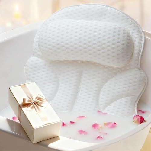 Bath Pillow Bathtub Pillow, Luxury Bath Pillows for Tub with Head, Neck & Back Support, 4D Air Mesh Bath tub Pillow with Extended Wings, Non-Slip Suction Cups Relaxing Spa Gift for Woman - Image 1