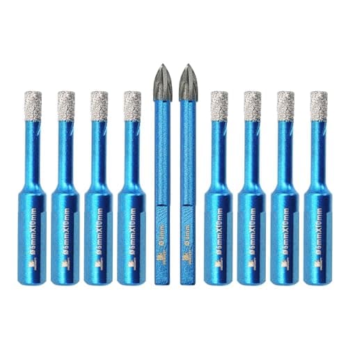 Dry Diamond Drill Bit Set,BRSCHNITT 10pcs 1/4 Inch Masonry Drill Bits Set with Triangle Shank for Porcelain Tile Ceramic Stone Granite Marble,Dry Drilling Diamond Core Drill Bit Kit - Image 1