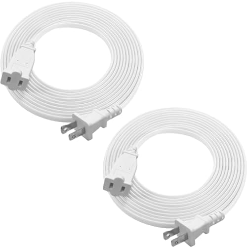 2 Pack 15 FT Two Prong Extension Cord 18 AWG 10A/125V US AC Male-Female Flat Thin Slim Polarized Single Plug Appliance Cord for TV Christmas Indoor Electric Power Extension Cable White 15 Feet 4.5M