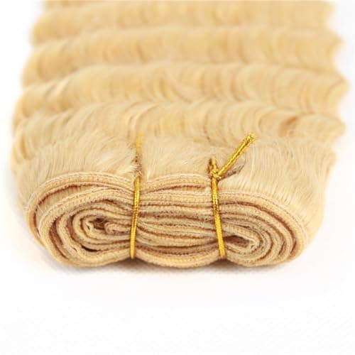 613 Blonde Deep Wave Human Hair 3 Bundles 16 18 20 Inch 100% Unprocessed Brazilian Virgin Curly Hair 12A Grade Human Hair Bundles - Thumbnail 6