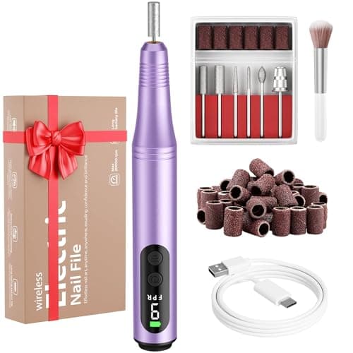 Electric Nail Drill Kit, Electric Nail File Cordless Nail Drill Machine for Acrylic Gel Dip Powder Nails, Professional Portable Manicure Pedicure Rechargeable Lightweight for Home Salon Use - Image 1