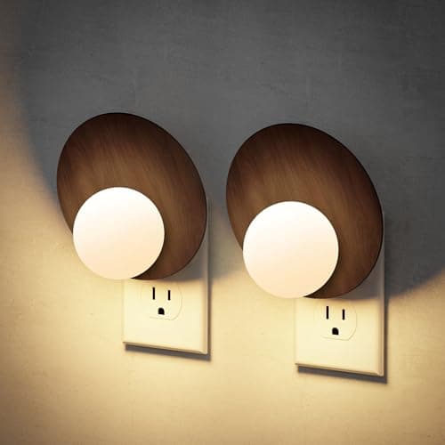 JandCase Night Lights Plug Into Wall: 2 Pack Plug in Night Light, 3000K Warm White, Dusk to Dawn Sensor, Brightness Adujstable Nightlight for Adults, Bedroom, Bathroom, Hallway