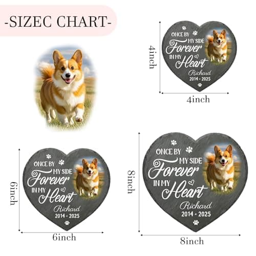 Umitive Personalized Pet Memorial Stone - Custom Dog Grave Marker with Name & Photo - Sympathy Gifts for Loss of Beloved Dog - Cemetery Decor - Rainbow Bridge Memorial for Dogs (Style A) - Thumbnail 3