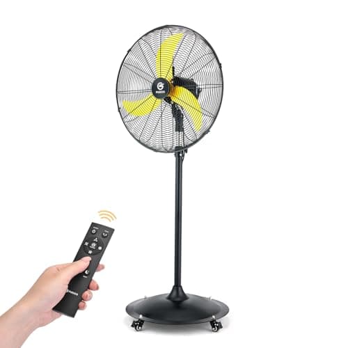 FUGOO 24'' Outdoor Oscillating Pedestal Fan With Remote Control,All Sealed BLDC Motor, 4-Speed Waterproof Outdoor Fan, Heavy Duty Industrial Floor Fans for House,Patios, Commercial, Garage, Warehouse - Image 1