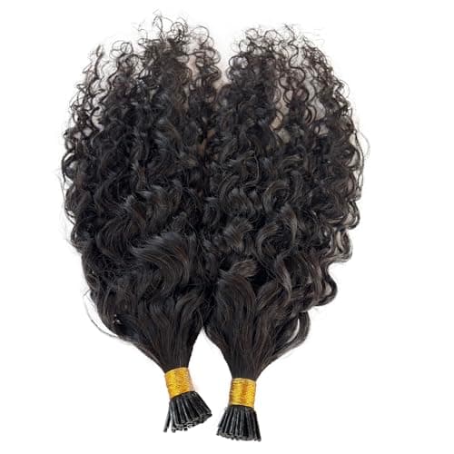 Licoville Human Hair I Tip Extensions Water Wave 12 Inch 100 Strands, Silky Soft Cold Fusion Wet and Wavy I Tip Extensions Real Remy Hair for Natural, Voluminous Look, #1B Natural Black Color - Thumbnail 4