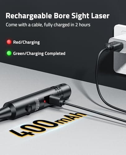 CVLIFE Rechargeable Bore Sight Laser Kit with 64 Adapters fit 0.17 to 12GA Calibers, Professional Green Laser Bore Sight with Button Switch, Powerful Choice for Hunting Bore Sight Tool - Thumbnail 3