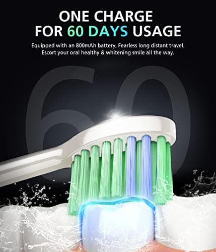 BAOVERI Electric Toothbrush for Adults&Kids, 42000 VPM Rechargeable Sonic Toothbrushe with 8 Brush Heads, 5 Modes & 3 Intensity Levels, IPX7 Waterproof, 2-Min Smart Timer, 4 H Fast Charge for 60 Days - Thumbnail 6