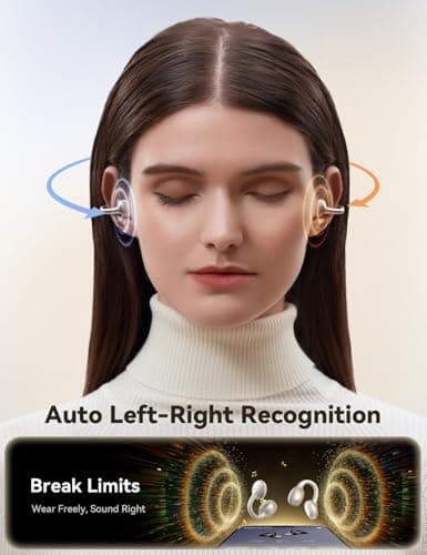 JOYROOM OE3 Open Ear Earbuds, Wireless Clip On Earbuds Headphones, Auto L-R Recognition, Omni Tap Control, Immersive Sound, Ultra-Light 4.9g Fit, Comfortable for Workouts and Daily Use, (Silver White) - Thumbnail 4