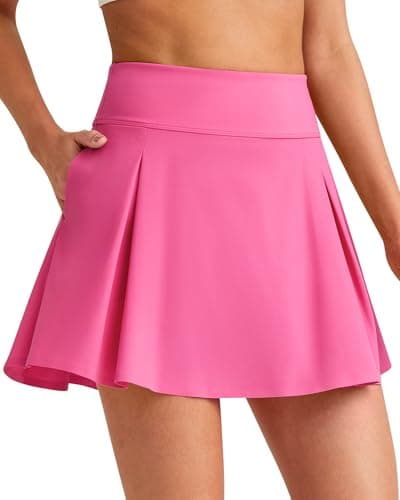 G4Free Golf Skorts for Women Summer Tennis Skirt with Shorts High Waisted Workout Skirts with Pockets Athletic Pickleball(Rose Pink,XL) - Image 1