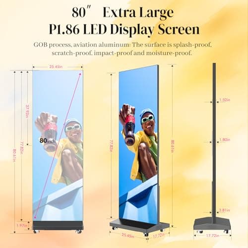 80″ P1.86 LED Poster Screen, Spliceable Flexible Digital Signage Display, Mobile Phone&Computer Software Remote Release, USB Plug-and-Play Full Poster Screen LED Digital Signage Display Black 2-Pack - Thumbnail 3