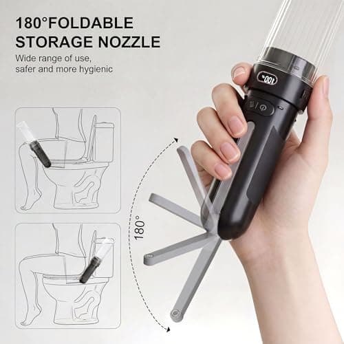 WeWi HLTH Portable Bidet for Travel | Bathroom - Rechargeable Electric Bidet Sprayer with 3 Pressure | Waterproof for Ultimate Personal Hygiene Cleaning at Home Office and Camping (Black) - Thumbnail 3