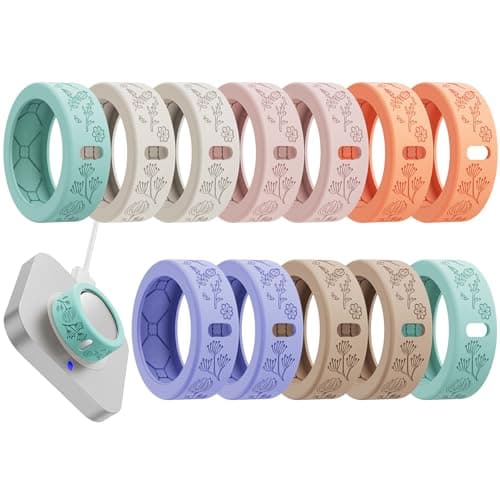 YWXTW Floral Cover for Oura Ring 4/3/ 4 Ceramic/Samsung/Ultrahuman, Support Charging Silicone Ring Protector for Women/Girls/Men, Dressy Accessories, 12 Pack (Dopamine, M) - Image 1