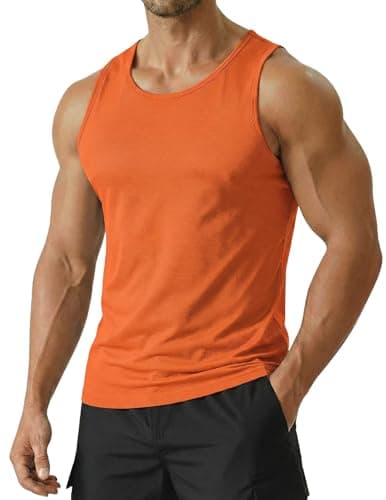 PINSPARK Premium Tank Tops Men Athletic Sleeveless Sports Shirts High Performance Quick Dry Breathable Gym Workout Summer Orange - Image 1