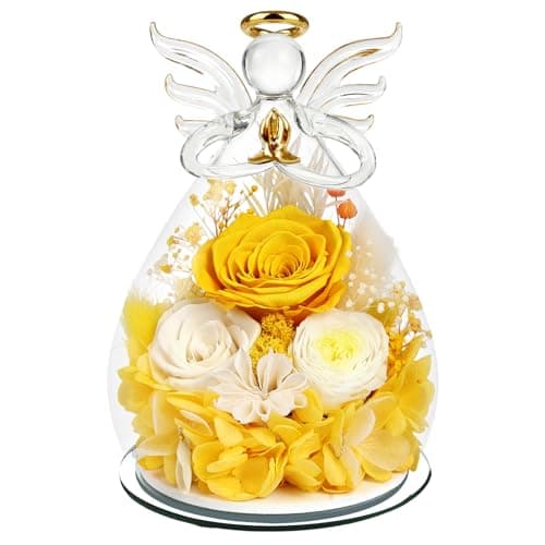 Gifts for Women Mom Preserved Rose Forever Flower Eternal Roses in Glass Angel Figurines Fresh Flowers for Delivery Prime Christmas Birthday Gift for Her Wife Grandma on Valentines Day Anniversary - Image 1