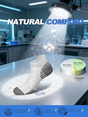 Cushioned Cotton Ankle Compression Socks for Men Women 6 Pairs Wicking Low Cut Arch Support Plantar Fasciitis Socks - Thumbnail 3