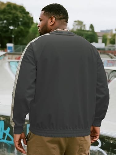 Yuyapu Heavyweight Quarter Zip Pullover Mock Neck Sweatshirt for Big and Tall Men with Dual Pockets Sweater for Workout Gym Dark Gray - Thumbnail 4